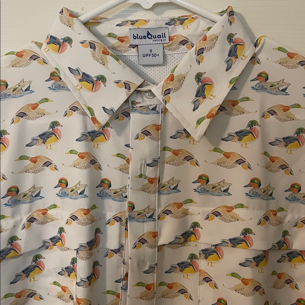 Blue Quail Short Sleeve Duck Print Shirt- Small
